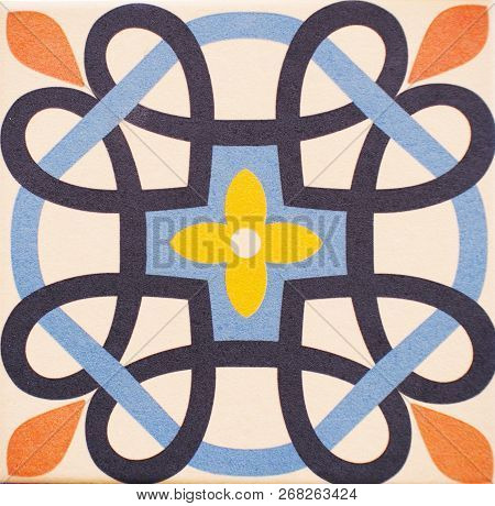 Detail Of The Traditional Tiles From Facade Of Old House. Decorative Tiles.valencian Traditional Til