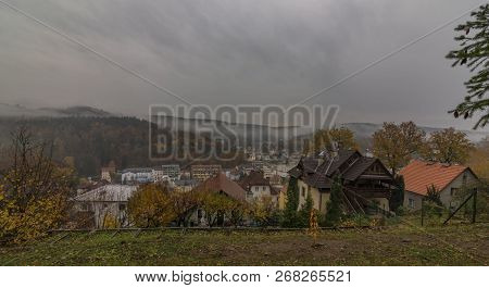 Spa Town Luhacovice From Garden On Hill