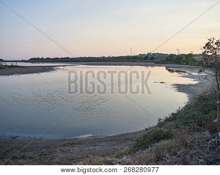 Shot of the natural reserve park at Granelli seaside place. The shot is taken at sunset in a summer 