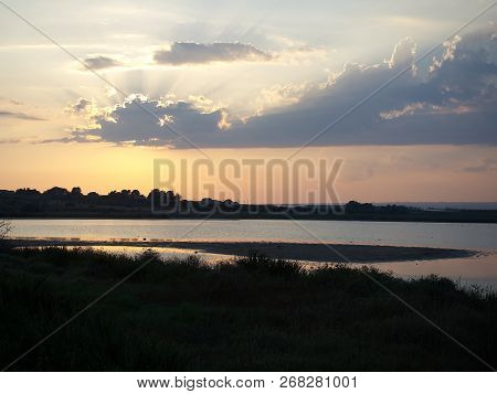 Shot of the natural reserve park at Granelli seaside place. The shot is taken at sunset in a summer 