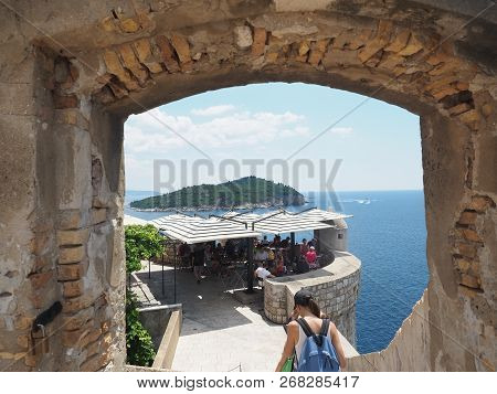 Dubrovnik, Croatia - July 05, 2018: Panoramic Iew Of Dubrovnik And Lokrum Island From The City Walls