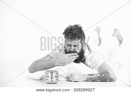 Man With Tattoo Sleep, Morning, Need To Get Up