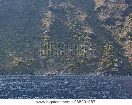 The Amazing Volcanic Island Stromboli, Part Of The Beautiful Aeolian Islands, During A Sunny Summer 