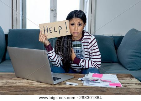 Stressed Woman Asking For Help In Online Banking And Accounting Home And Credit Card Expenses