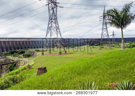 Itaipu Dam On River Parana On The Border Of Brazil And Paraguay