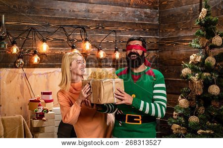 Home For Christmas. Happy Family Preparing To New Year. Christmas Holiday Party. New Year Presents I