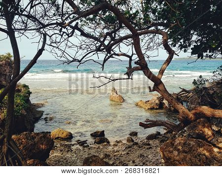 Walarano Village, Malekula Island / Vanuatu - 9 Jul 2016 : Stunning Sea Shore Tropical Pacific Ocean