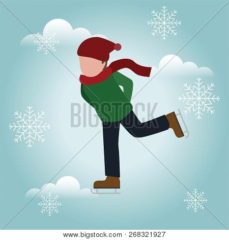 Boy Skating. Cross Country Skating, Winter Sport. Olimpic Games, Recreation Lifestyle, Activity Spee
