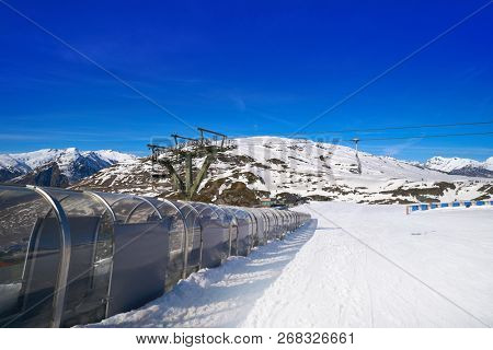 Ski resort on the Aran valley of pyrenees located at the Baqueira village and the Plains of Beret in Lerida Catalonia