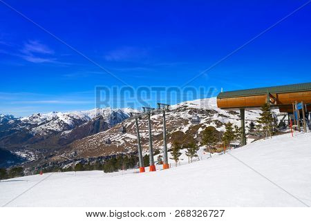 Ski resort on the Aran valley of pyrenees located at the Baqueira village and the Plains of Beret in Lerida Catalonia