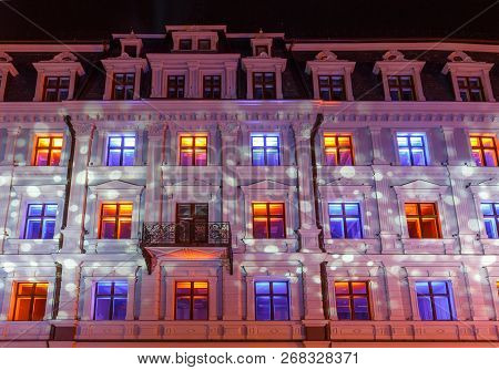 Riga, Latvia, November 17, 2017: Festival Staro Riga, Beaming Riga Celebrating 99th Anniversary Of I