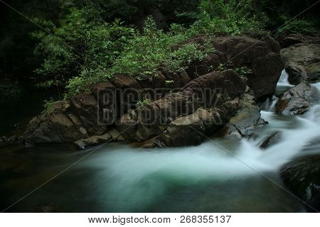 Long Exposure Waterfall Of Khlong Phlu At Koh Chang National Park