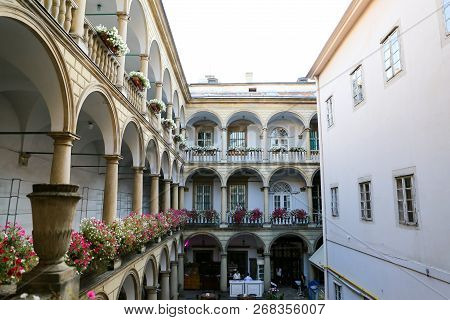 Italian Courtyard In Lviv City, Ukraine