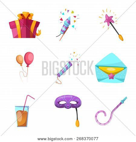 Isolated Object Of Party And Birthday Sign. Collection Of Party And Celebration Stock Symbol For Web