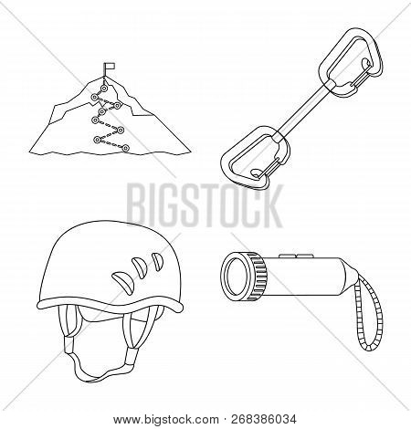 Isolated Object Of Mountaineering And Peak Symbol. Collection Of Mountaineering And Camp Vector Icon