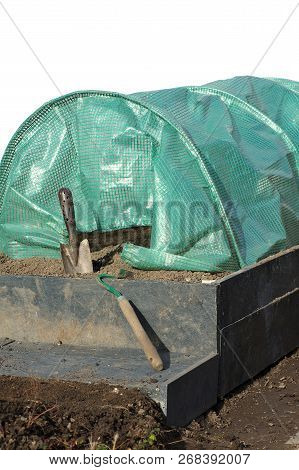 Spade Raised Garden Bed And Polytunnels Gardening Tools Objects Isolated