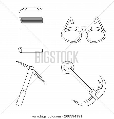 Vector Illustration Of Mountaineering And Peak Logo. Set Of Mountaineering And Camp Stock Vector Ill