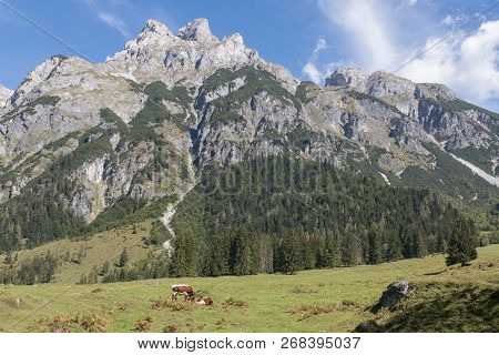 Beautiful Mountain Landscape With Lake Next To Werfenweng In The Salzburger Land