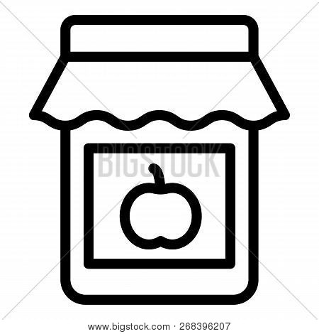 Apple Jam Line Icon. Conserve Vector Illustration Isolated On White. Jam Jar Outline Style Design, D