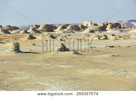 Beautiful Desert Landscape. Western White Desert, Sahara. Egypt. Africa. El- Khiyam. The Tents Valle
