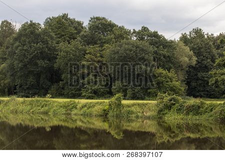 The River Naab On A Sunny Day In Spring, Next To Schwandorf In Bavaria