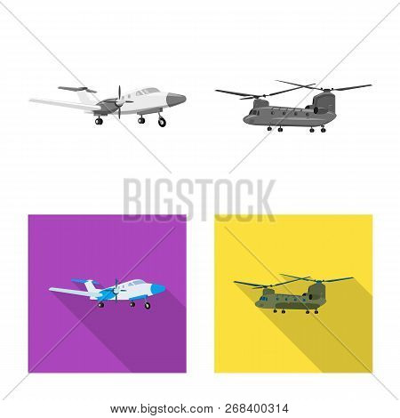 Vector Design Of Plane And Transport Icon. Set Of Plane And Sky Vector Icon For Stock.