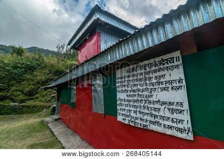 Sankri Range, Uttarakhand, India - October 6, 2018 : A Traditional Himalayan Wooden House