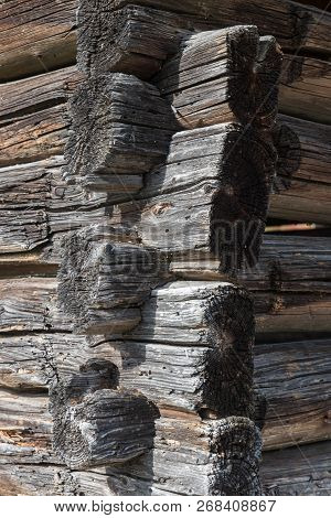 A  Mortise Dowel Joint On An Old Wooden House