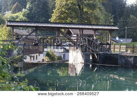 Hydrodynamic Power At A Little River In Austria, Next To Werfenweng