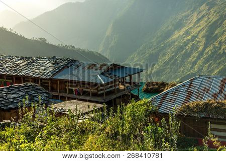 A Traditional Himalayan Wooden House In Sankri Range, Uttrakhand, India -