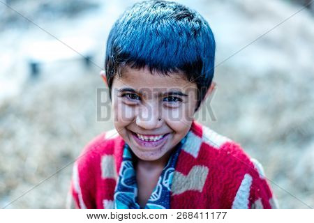 Sankri Range, Uttarakhand, India - October 7, 2018 : A Portrait Of Himalayan Girl