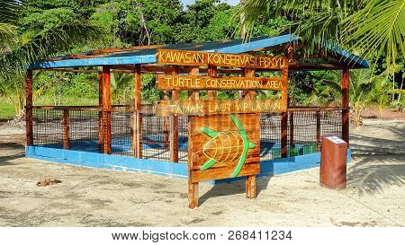 Labuan,malaysia-sept 23,2018:turtle Hatchery Located At Rusukan Besar Island,labuan,malaysia.the Tur