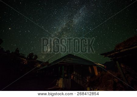 Photo Of Traditional Wooden House Under Milkyway In Himalayas - Sankri Range, Uttarakhand, India