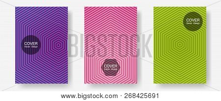 Brochure Covers, Posters, Banners Vector Templates. Minimalist Geometry. Halftone Lines Annual Repor