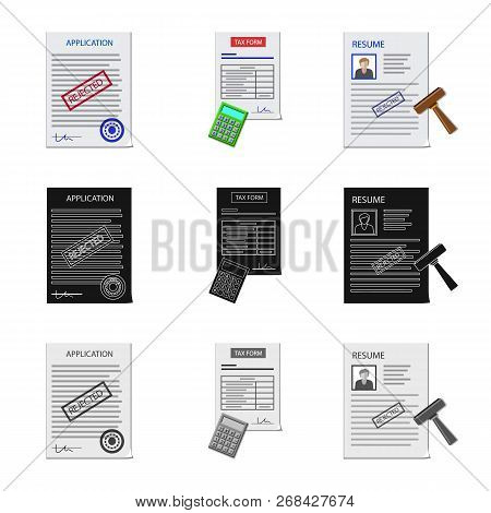 Vector Illustration Of Form And Document Symbol. Set Of Form And Mark Stock Vector Illustration.