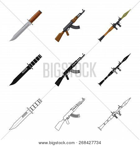 Vector Illustration Of Weapon And Gun Icon. Set Of Weapon And Army Stock Vector Illustration.