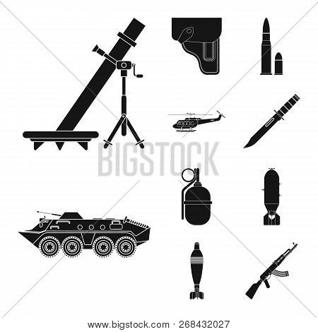 Isolated Object Of Weapon And Gun Logo. Collection Of Weapon And Army Vector Icon For Stock.
