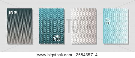 Minimal Blue Grey Zig Zag Banner Templates, Wavy Lines Gradient Stripes Backgrounds For Scientific C