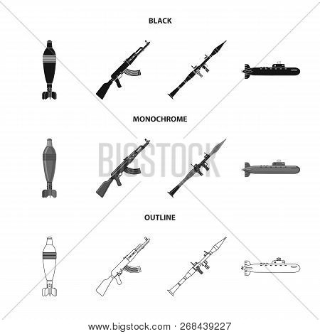 Vector Illustration Of Weapon And Gun Icon. Set Of Weapon And Army Vector Icon For Stock.