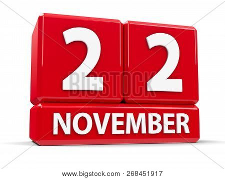 Red Cubes - The Twenty Second Of November - On A White Table - Lebanese Independence Day, Three-dime