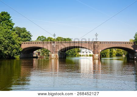 Fernsicht Bridge On Alster Lake In Hamburg, Germany.