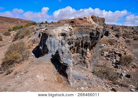 Spanish View Landscape In Lanzarote Tropical Volcanic Canary Islands Spain