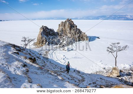 Cape Burkhan (shaman Rock) On Olkhon Island At Baikal Lake, Siberia, Russia
