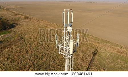 Cellular Tower. Equipment For Relaying Cellular And Mobile Signal. Cellular Tower.
