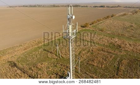 Cellular Tower. Equipment For Relaying Cellular And Mobile Signal. Cellular Tower.