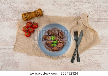 Homemade Beef cheek with wine sauce