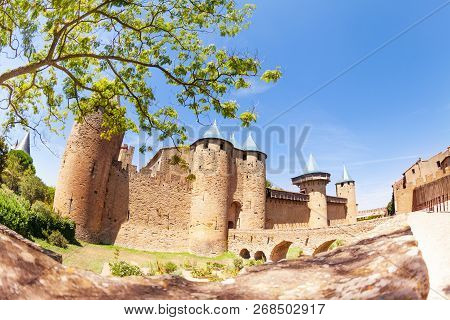 Entrance To Chateau Comtal, Carcassonne, South France