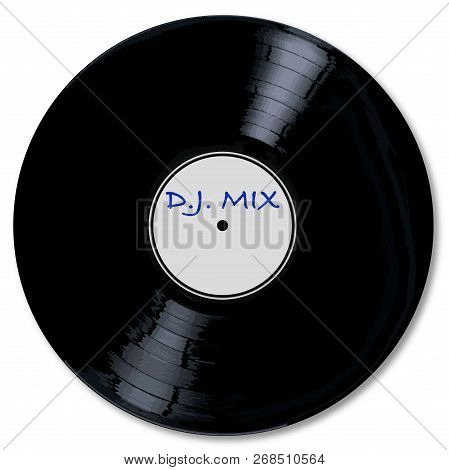 A Typical Lp Vinyl Record Dj Mix With A White Labell Over A White Background.