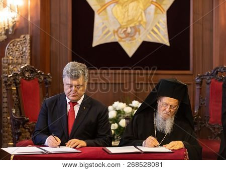 Ecumenical Patriarch Bartholomew And Pesitent Of Ukraine Petro Poroshenko