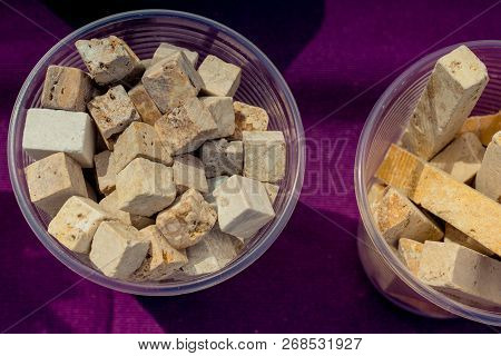 Rectangule And Cube Shaped Small White Stones In The View